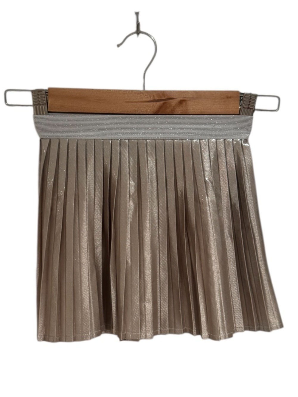 H&M metallic gold pleated elastic waist skirt - size 1.5-2